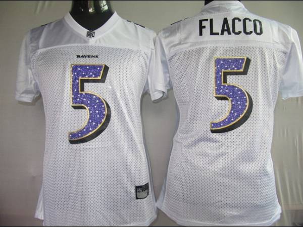 Ravens #5 Joe Flacco White Women's Sweetheart Stitched NFL Jersey